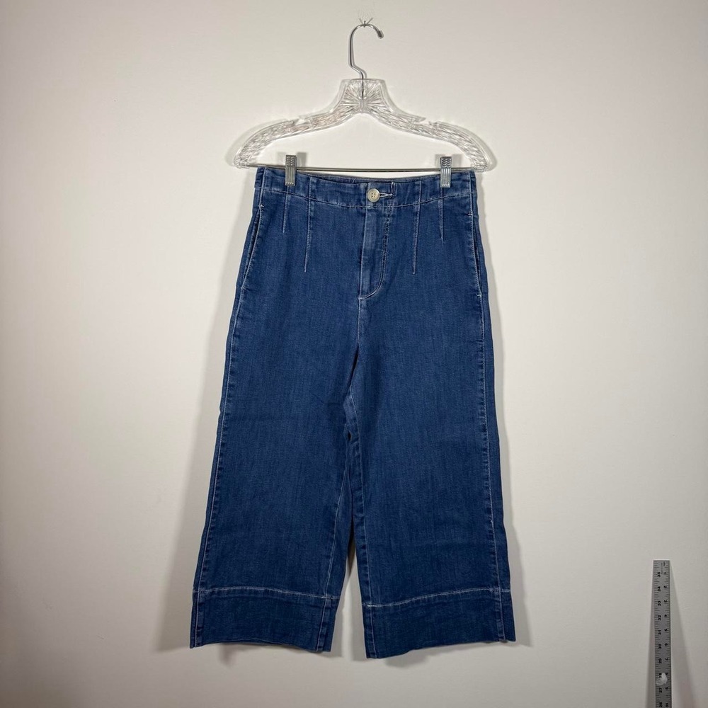 Pilcro Anthropologie The Skipper Wide Leg Pintuck Crop Jeans